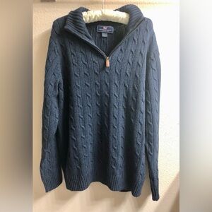 Vineyard vines Men's Dark Navy Cable Zip Sweater